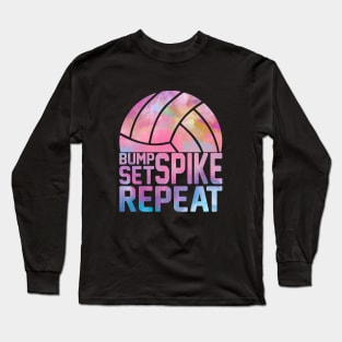 Colorful Teen Girls Volleyball Bump Set Spike Repeat Long Sleeve T-Shirt